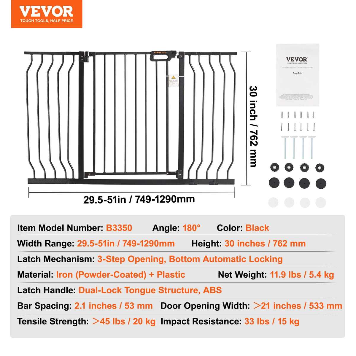 SucceBuy Pressure Mount Baby Dog Gate With Easy Step Walk Through