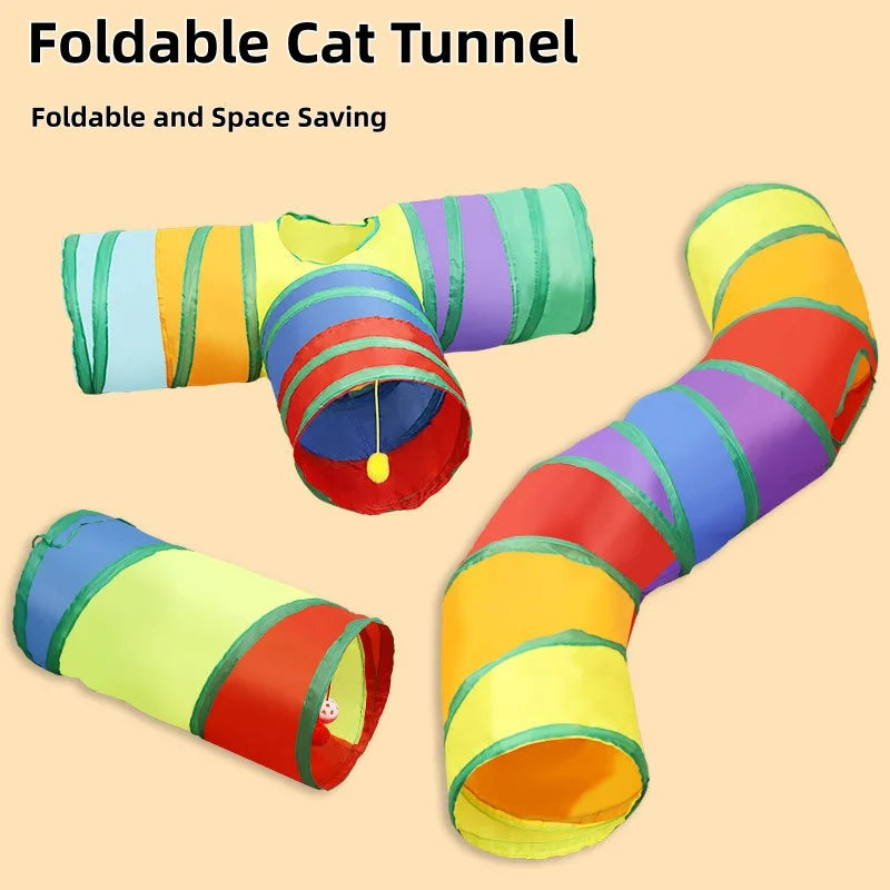 Foldable Cat Tunnel Toy For Interactive Play And Pet Training