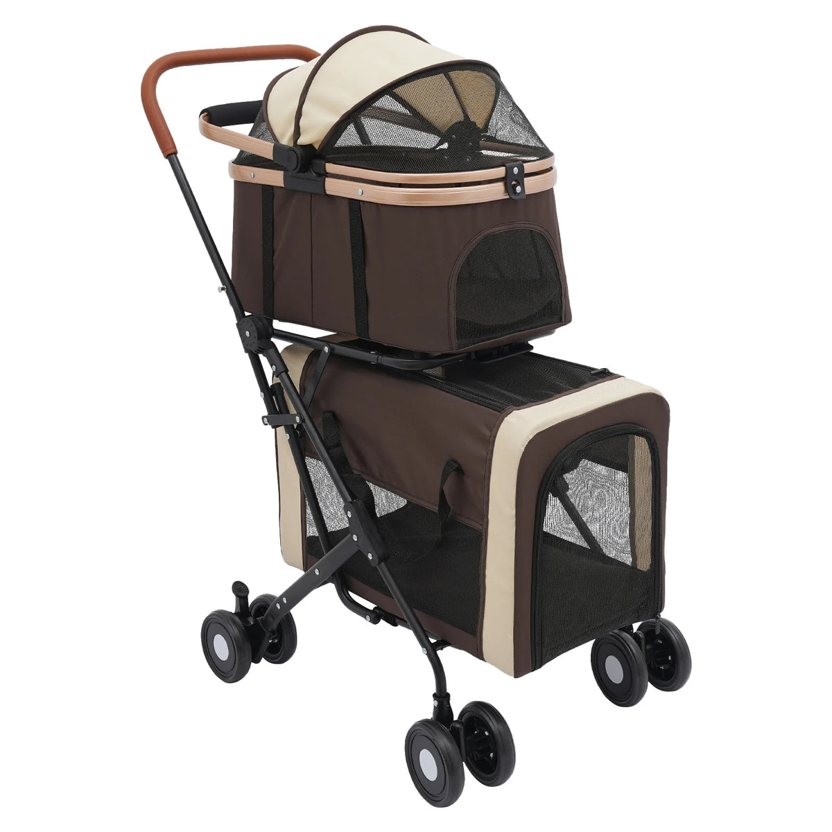 Bymaocar Foldable Two Tier Pet Stroller for Dogs and Cats