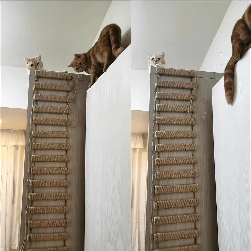 Wooden Sisal Cat Bridge Ladder And Scratching Post For Cats