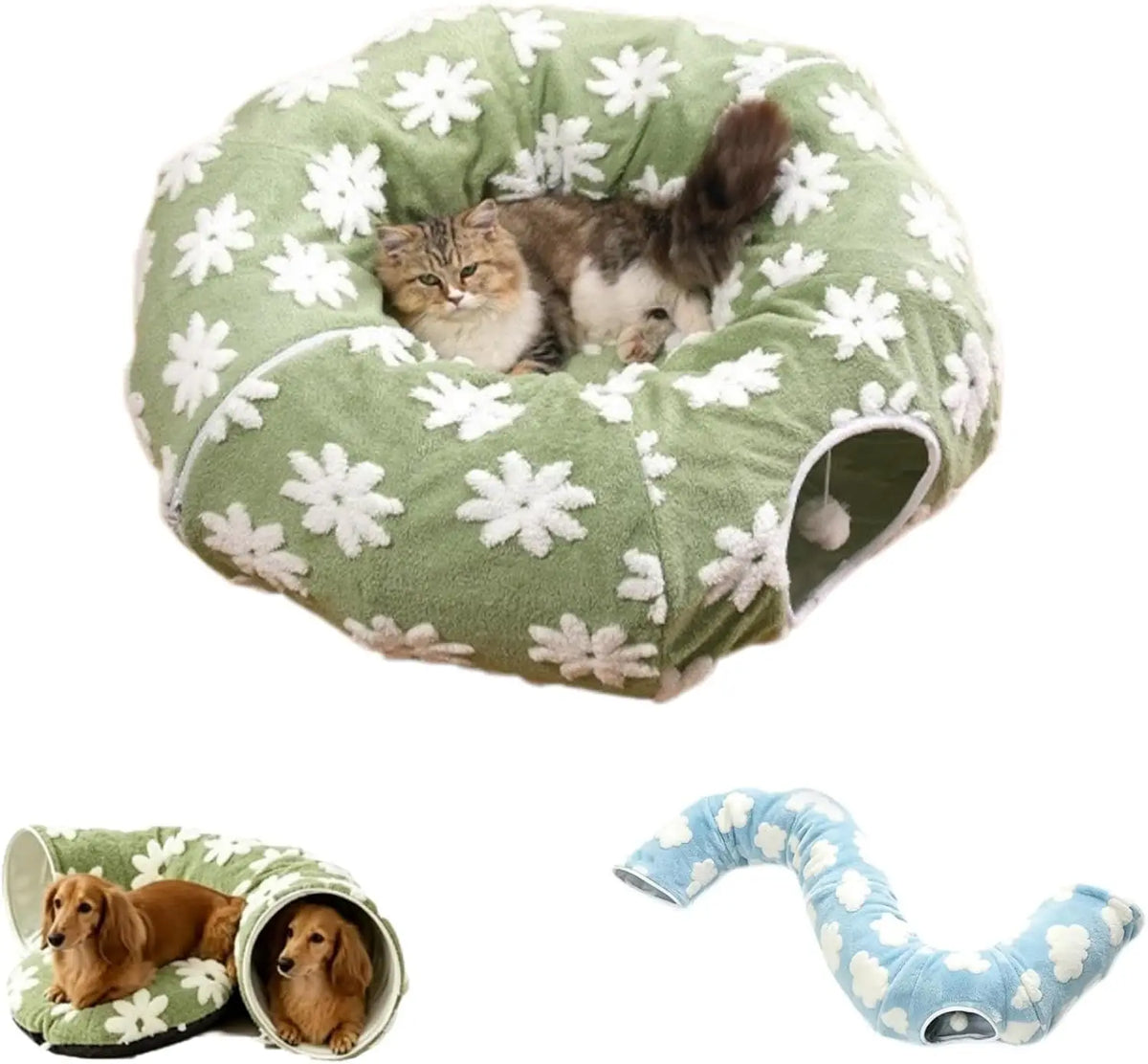 Dachshund Tunnel Bed With Plush Foldable Comfort For Dogs