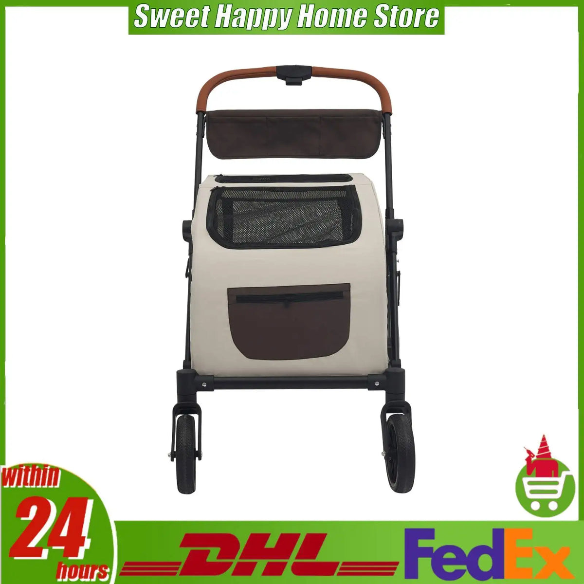 Foldable Stroller with Detachable Cabin for Medium to Large Dogs