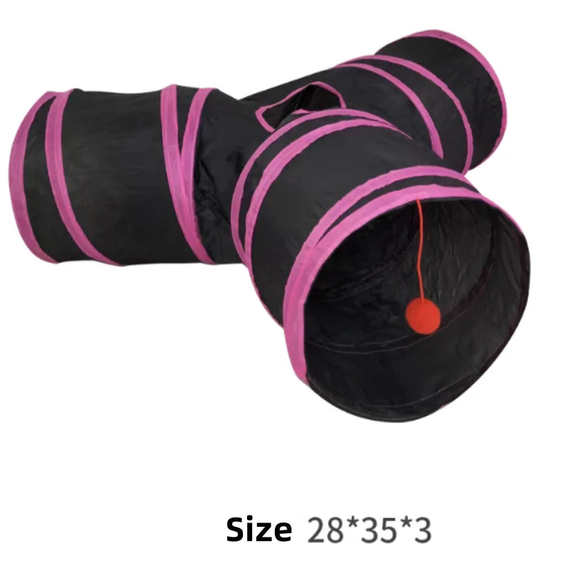 Foldable Cat Tunnel Toy For Interactive Play And Pet Training