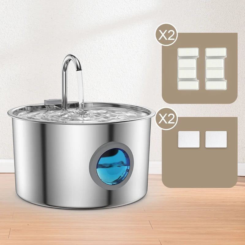 OPETH Stainless Steel Automatic Pet Water Fountain With Filters