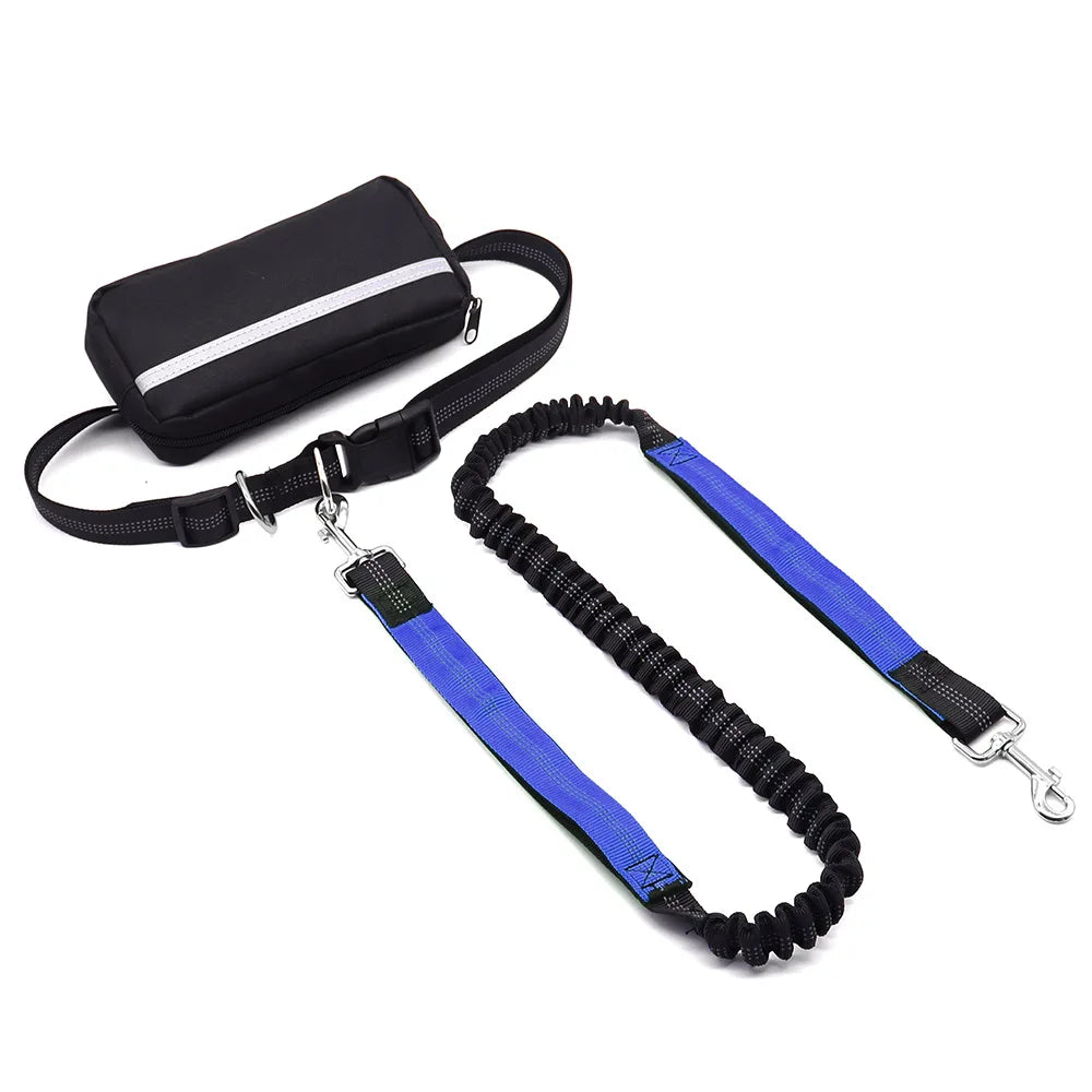 Hands Free Dog Leash With Belt Reflective Stitching And Pouch