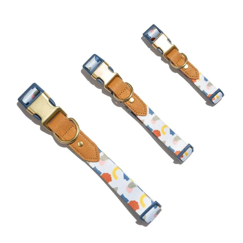 Adjustable Fashion Dog Collar With Abstract Shapes Print