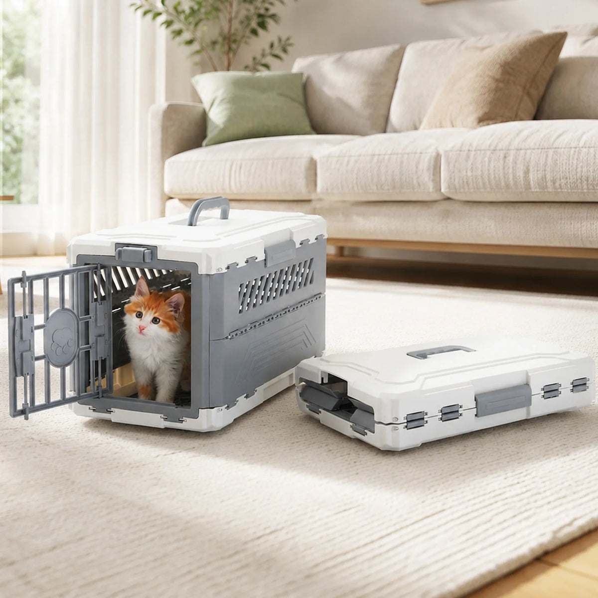 PAWZ Road Foldable Pet Carrier With Secure Lock Gate