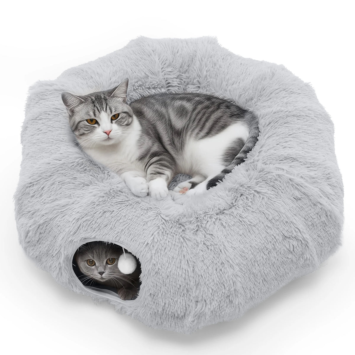 Jhk Premium Circular Plush Cat Tunnel Bed For Pets