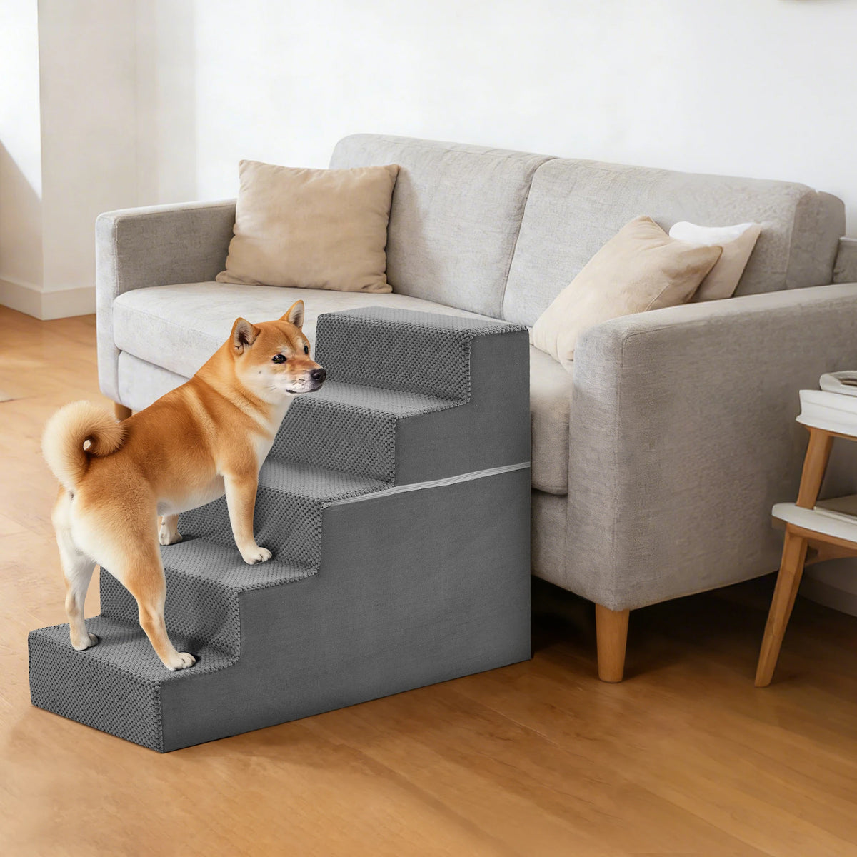 Heavy Duty Curved Foam Dog Stairs Ramp For Indoor Pets