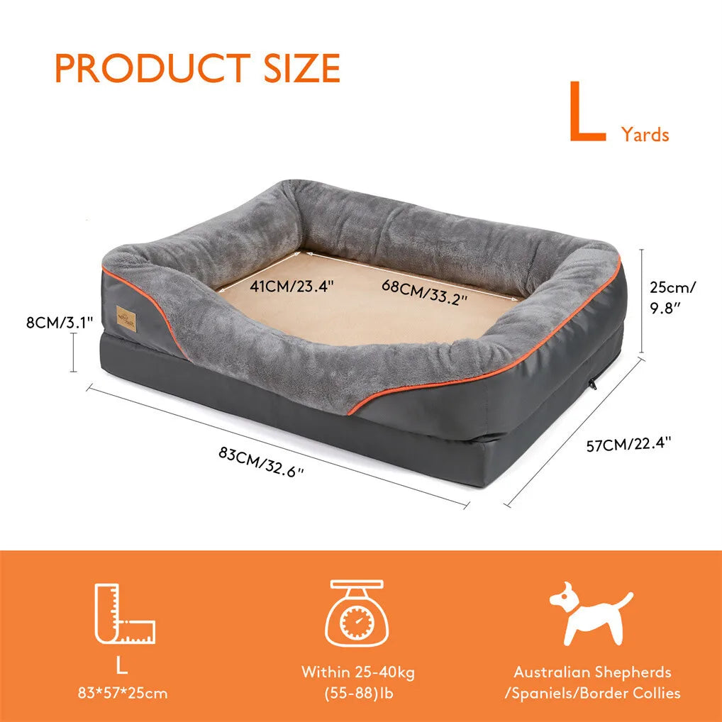 BORWART Orthopedic Memory Foam Dog Bed With Removable Waterproof Cover
