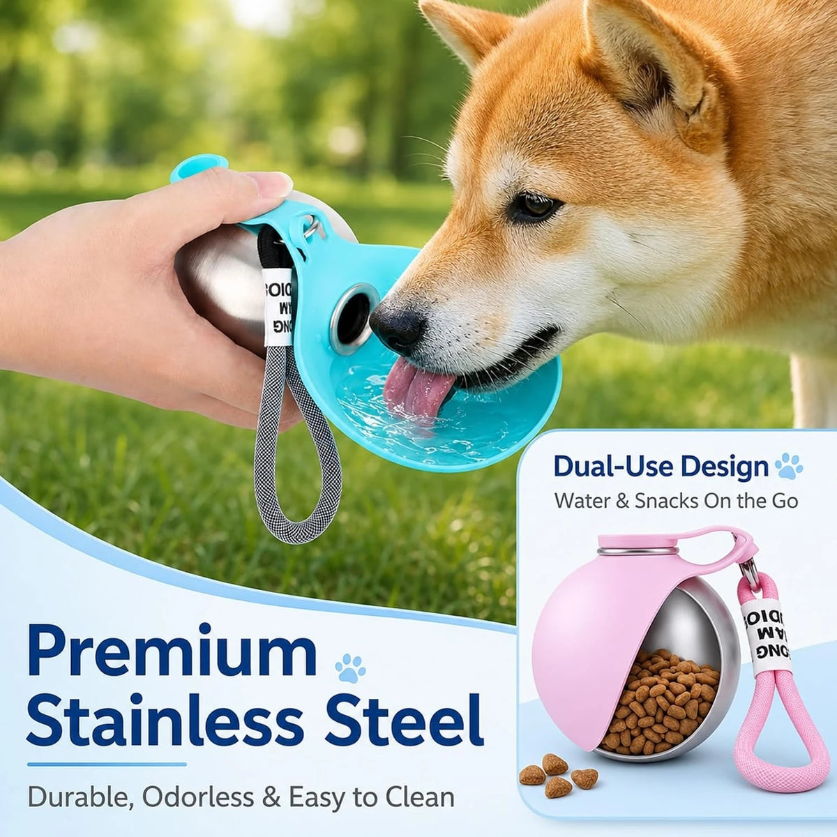 Leak Proof Pet Travel Water Bottle With Foldable Bowl