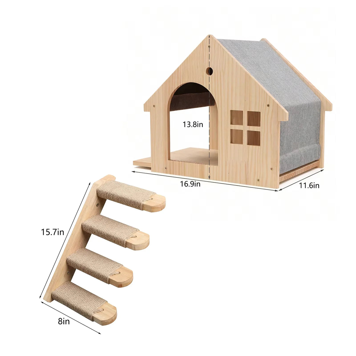 CWV Wooden Wall Mounted Cat Villa Platform Resting Shelf