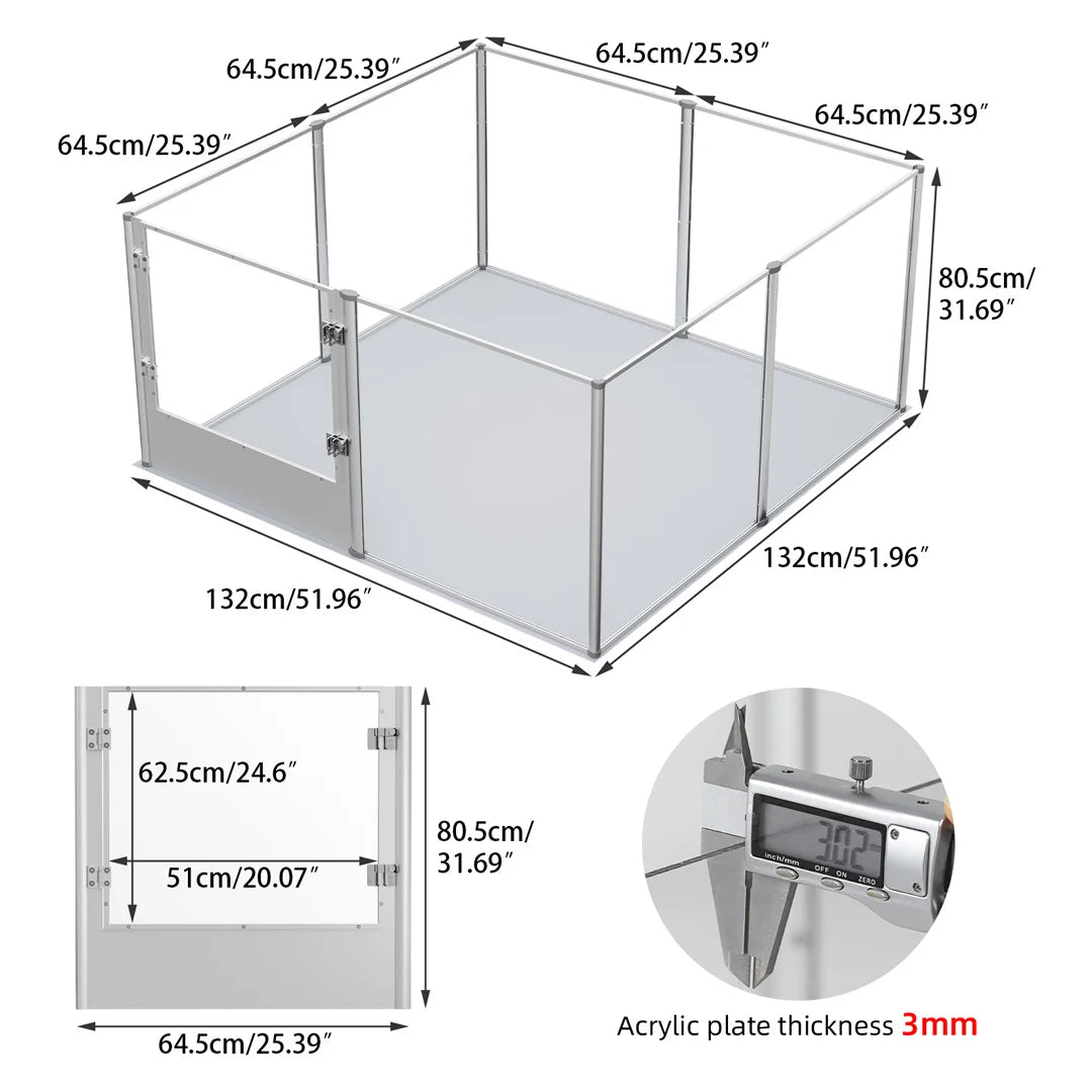Bingopaw Clear Acrylic Pet Playpen With Waterproof Pad For Small Pets