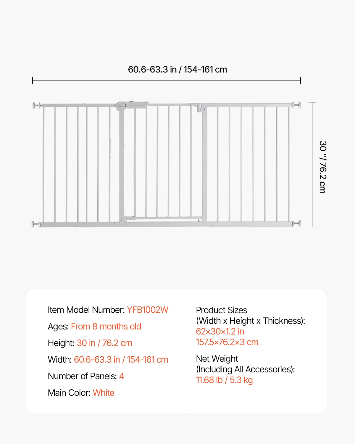 SucceBuy Pressure Mount Baby Dog Gate With Easy Step Walk Through