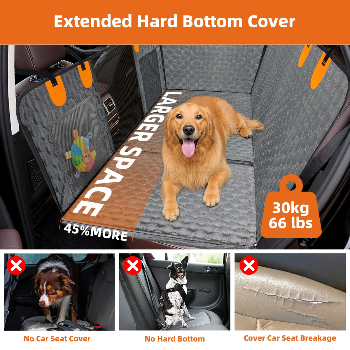BORWART Waterproof Dog Car Seat Extender And Backseat Protector