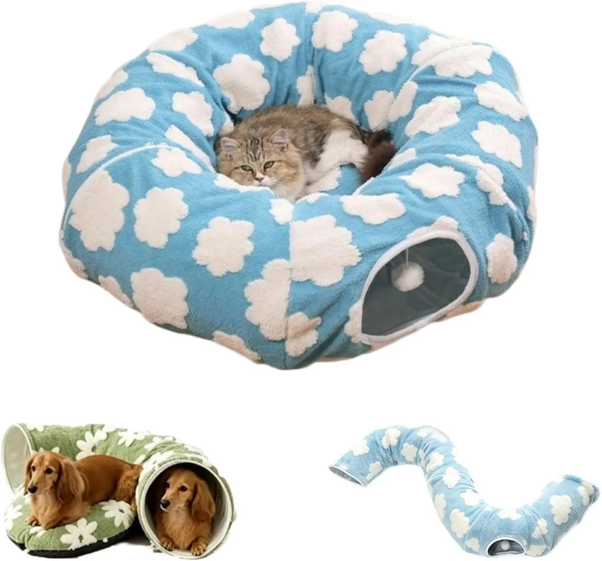 Dachshund Tunnel Bed With Plush Foldable Comfort For Dogs