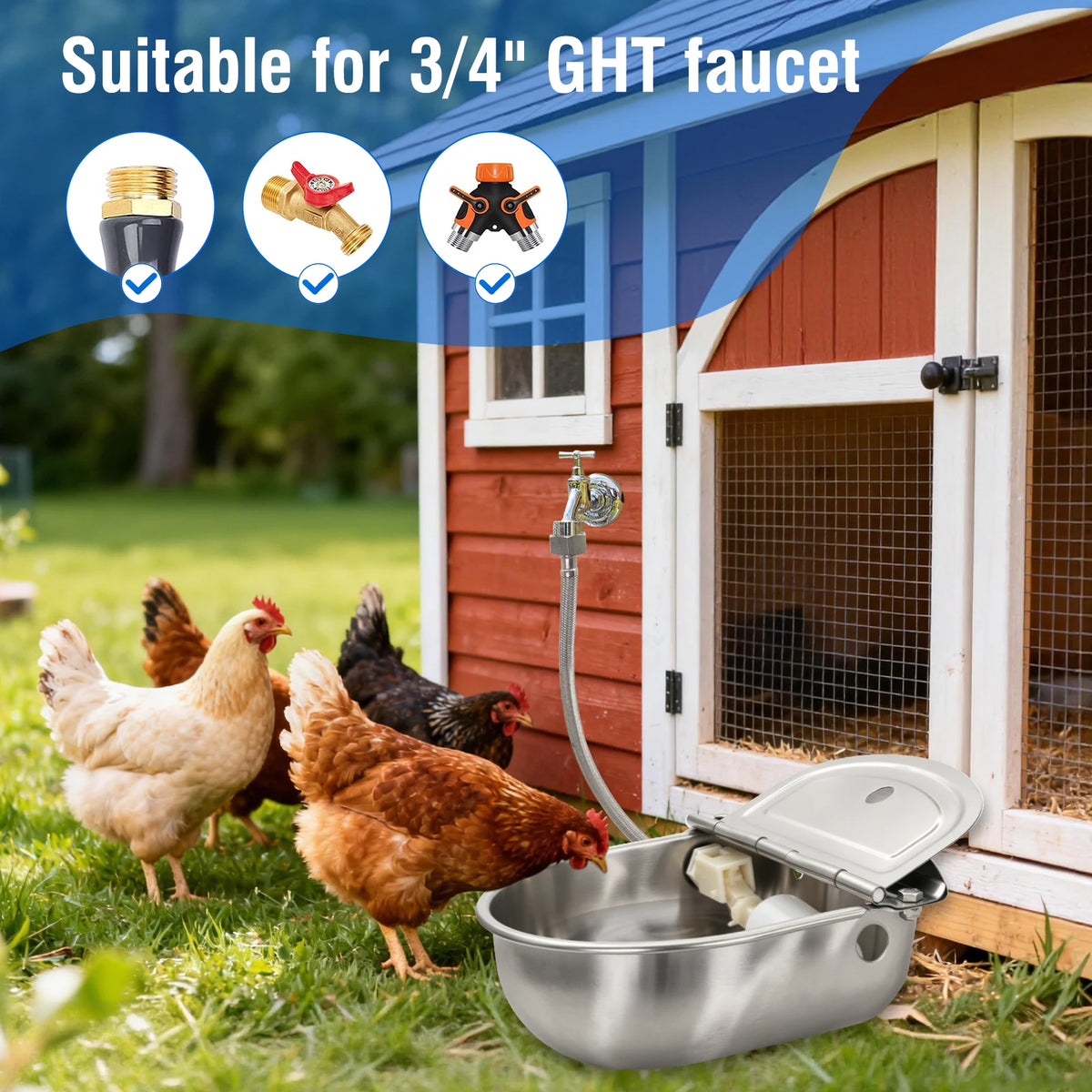 Automatic Stainless Steel Water Bowl With Float Valve For Livestock