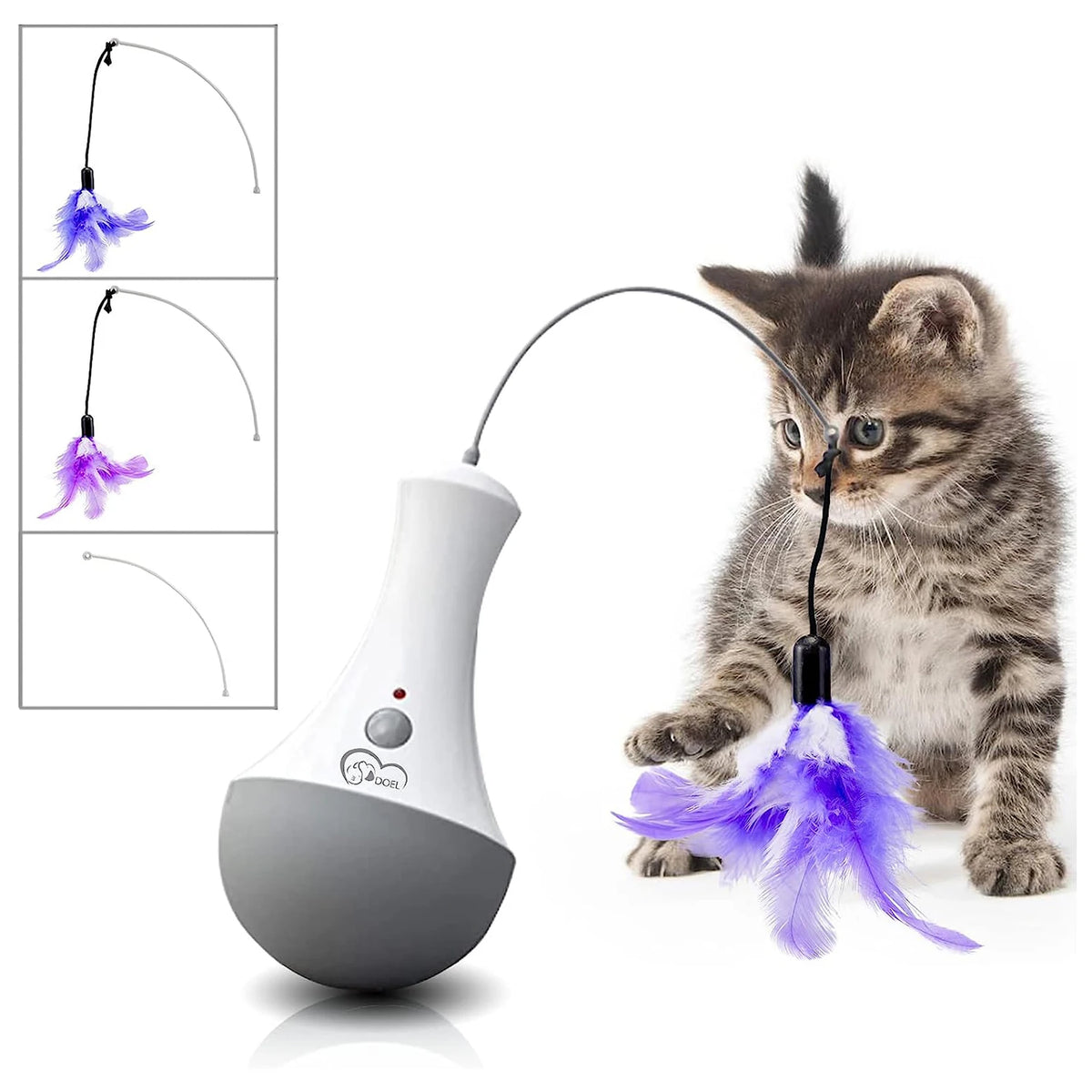 Automatic Rotating Cat Feather Toy Interactive Kitten Exercise Play Gift