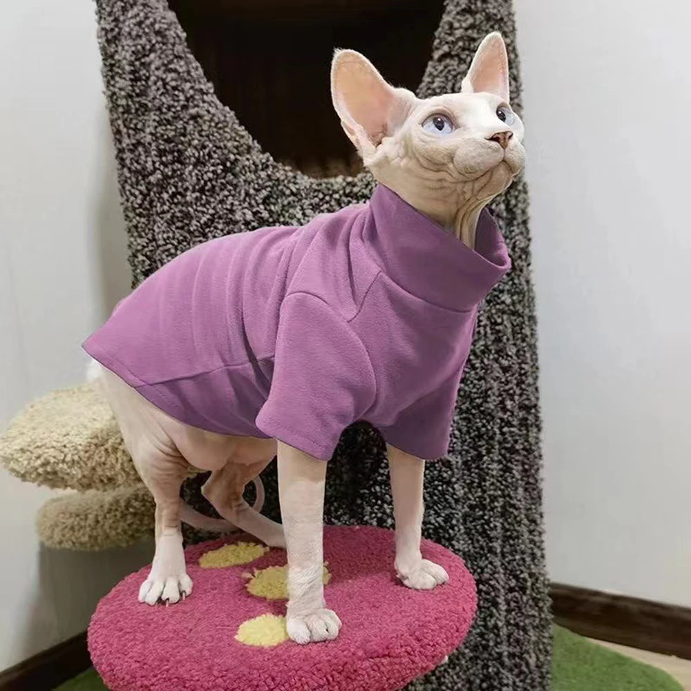 XLeiPet Sphynx Turtleneck Fleece Cat Sweater for Warmth and Comfort