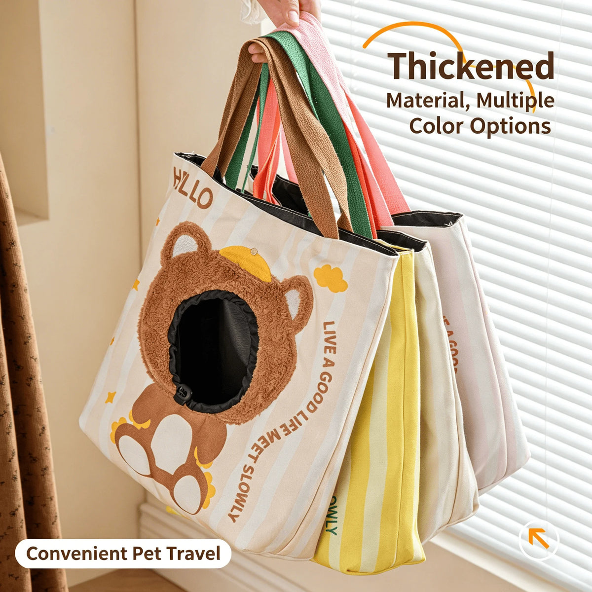 Breathable Canvas Cat Tote Carrier for Convenient Pet Travel