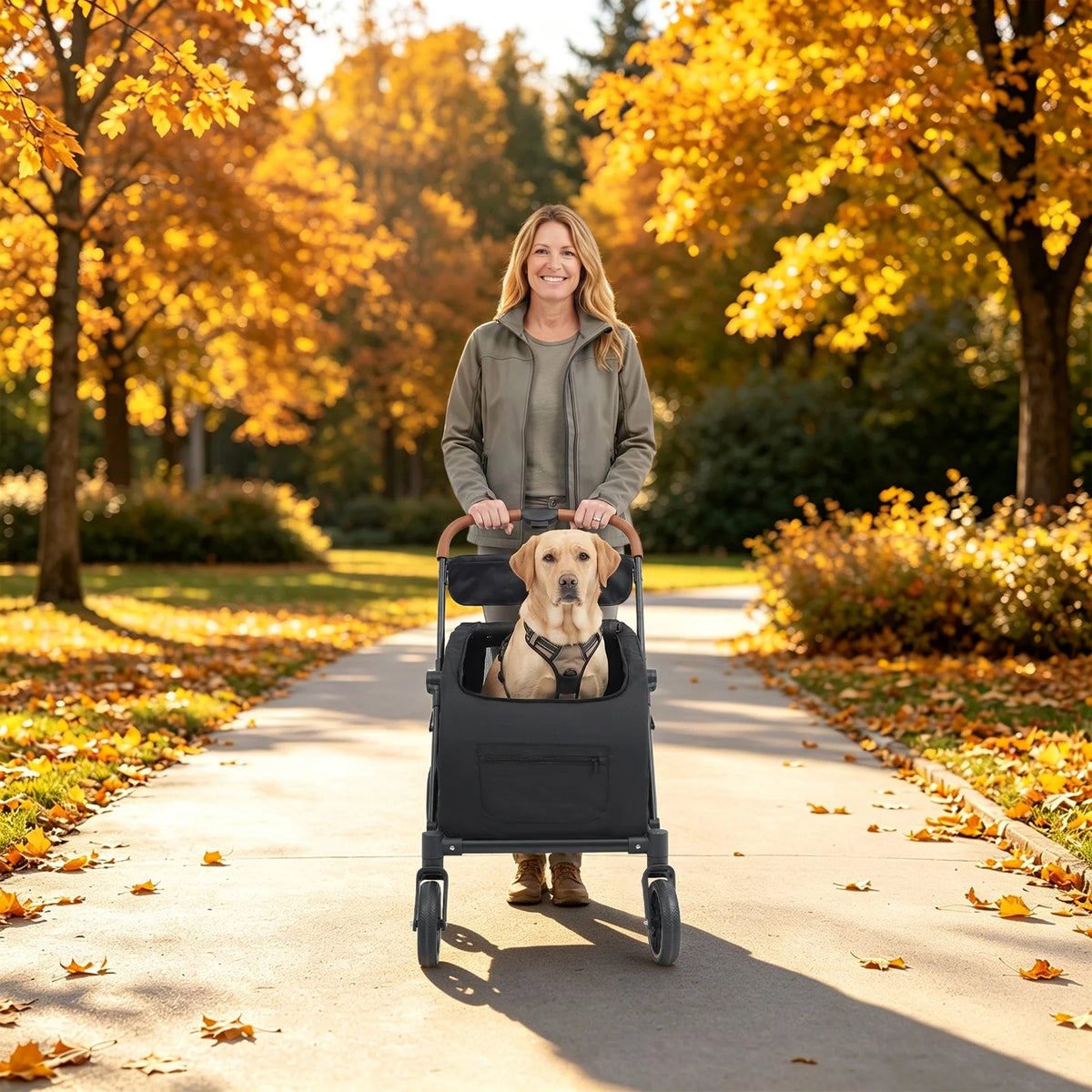 Foldable Stroller with Detachable Cabin for Medium to Large Dogs