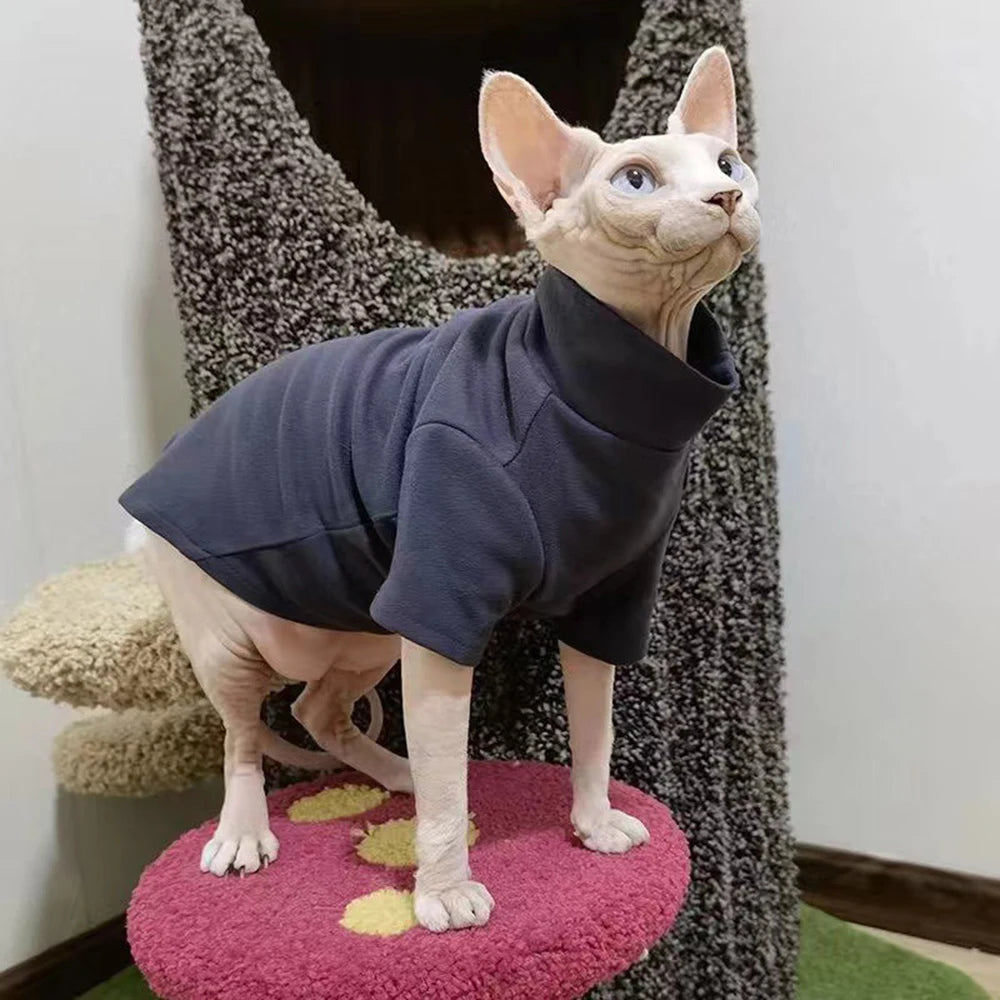 XLeiPet Sphynx Turtleneck Fleece Cat Sweater for Warmth and Comfort