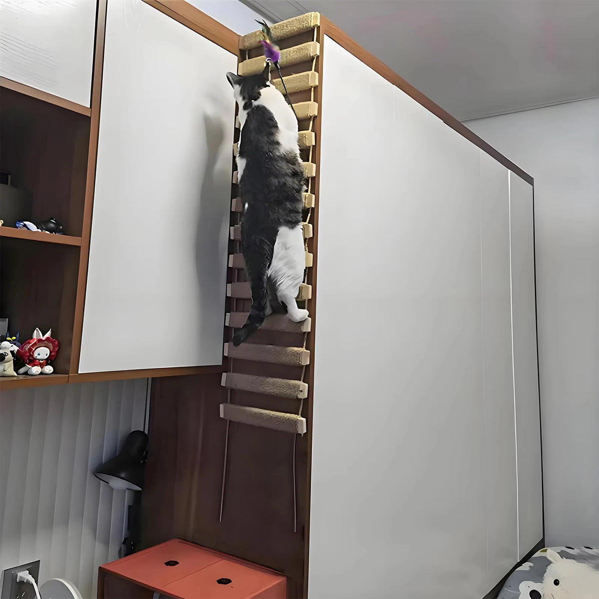 Wooden Sisal Cat Bridge Ladder And Scratching Post For Cats