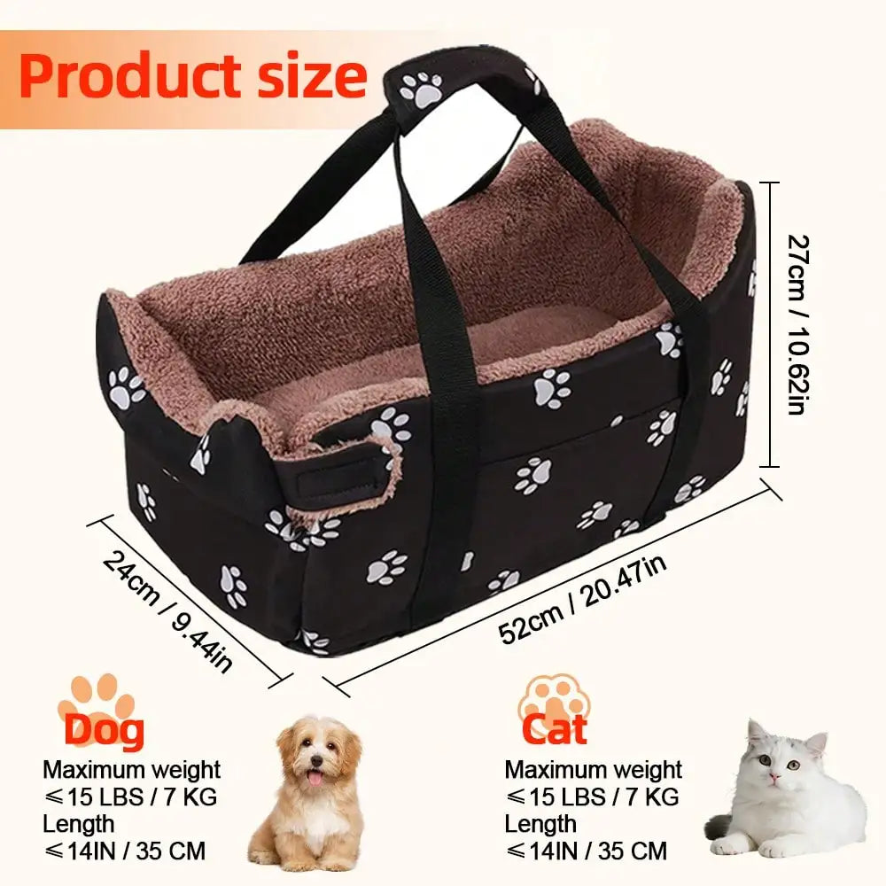 Washable Pet Car Seat Bed With Non Slip Travel Cushion
