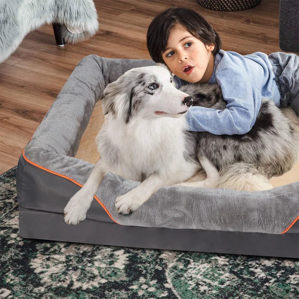 BORWART Orthopedic Memory Foam Dog Bed With Removable Waterproof Cover