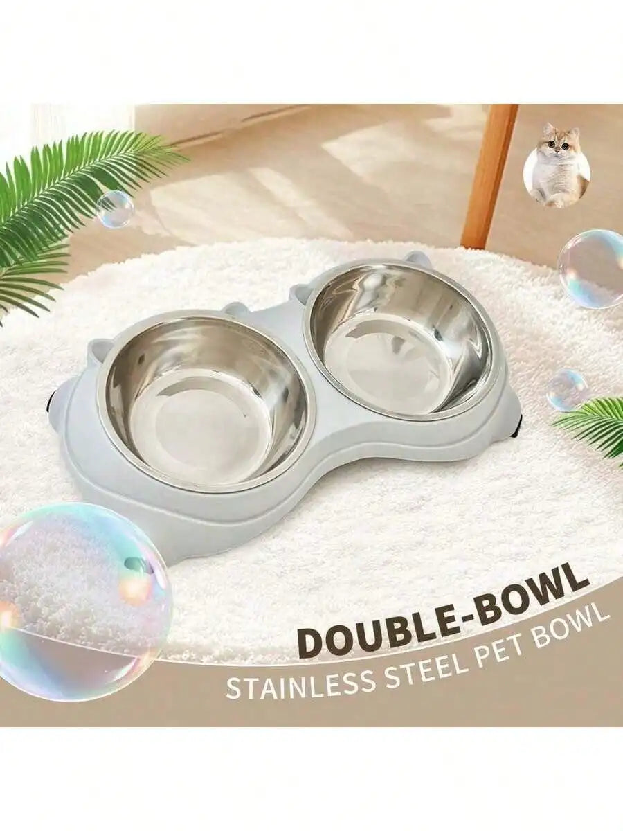 Double Stainless Steel Pet Bowls With Non Slip Base For Cats and Dogs