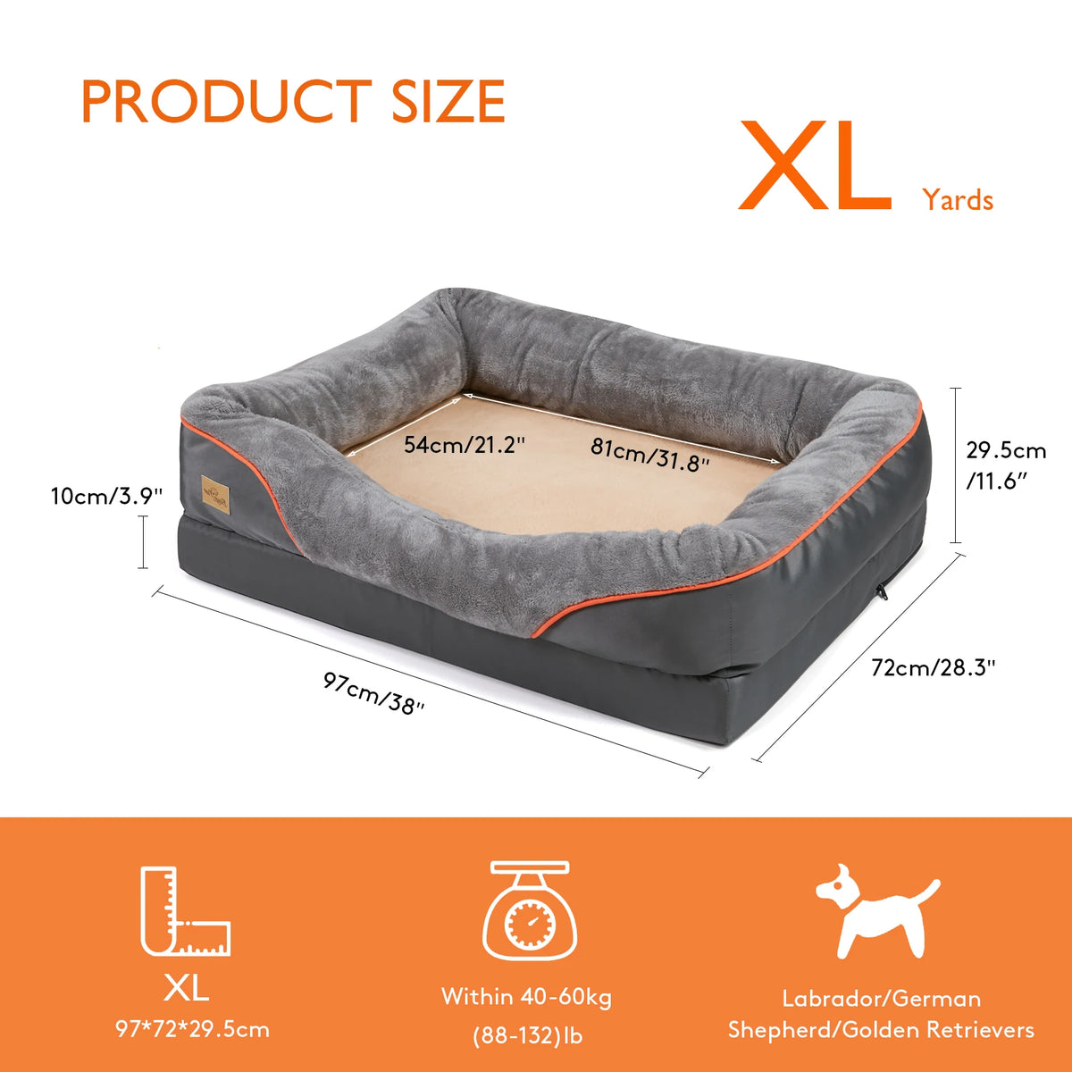 BINGOPAW Removable Washable Waterproof Fleece Dog Bed With Foam Support