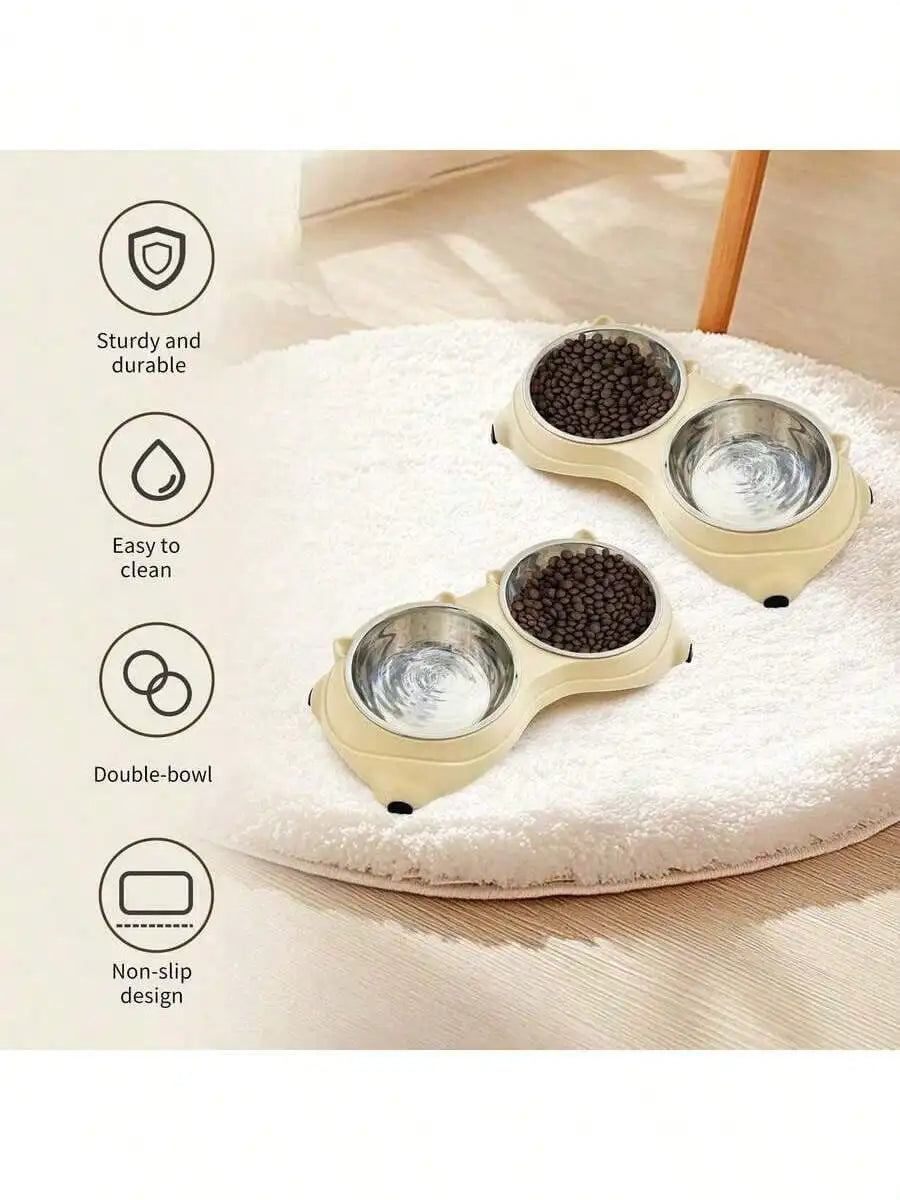 Double Stainless Steel Pet Bowls With Non Slip Base For Cats and Dogs