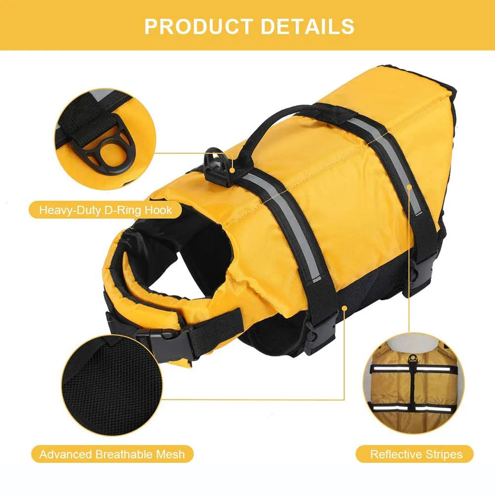 Adjustable Reflective Ripstop Dog Life Jacket For Safe Swimming