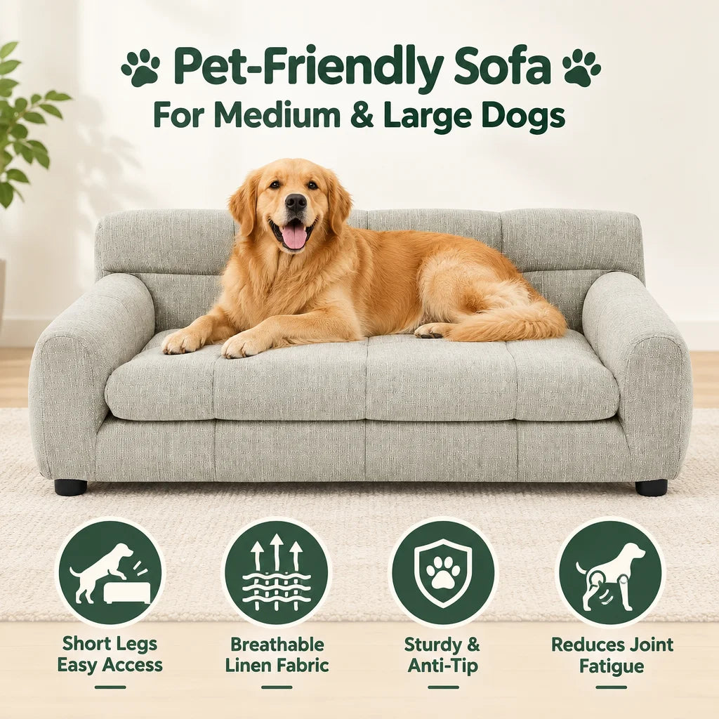 Breathable Pet Sofa With Backrest And Armrests For Dogs