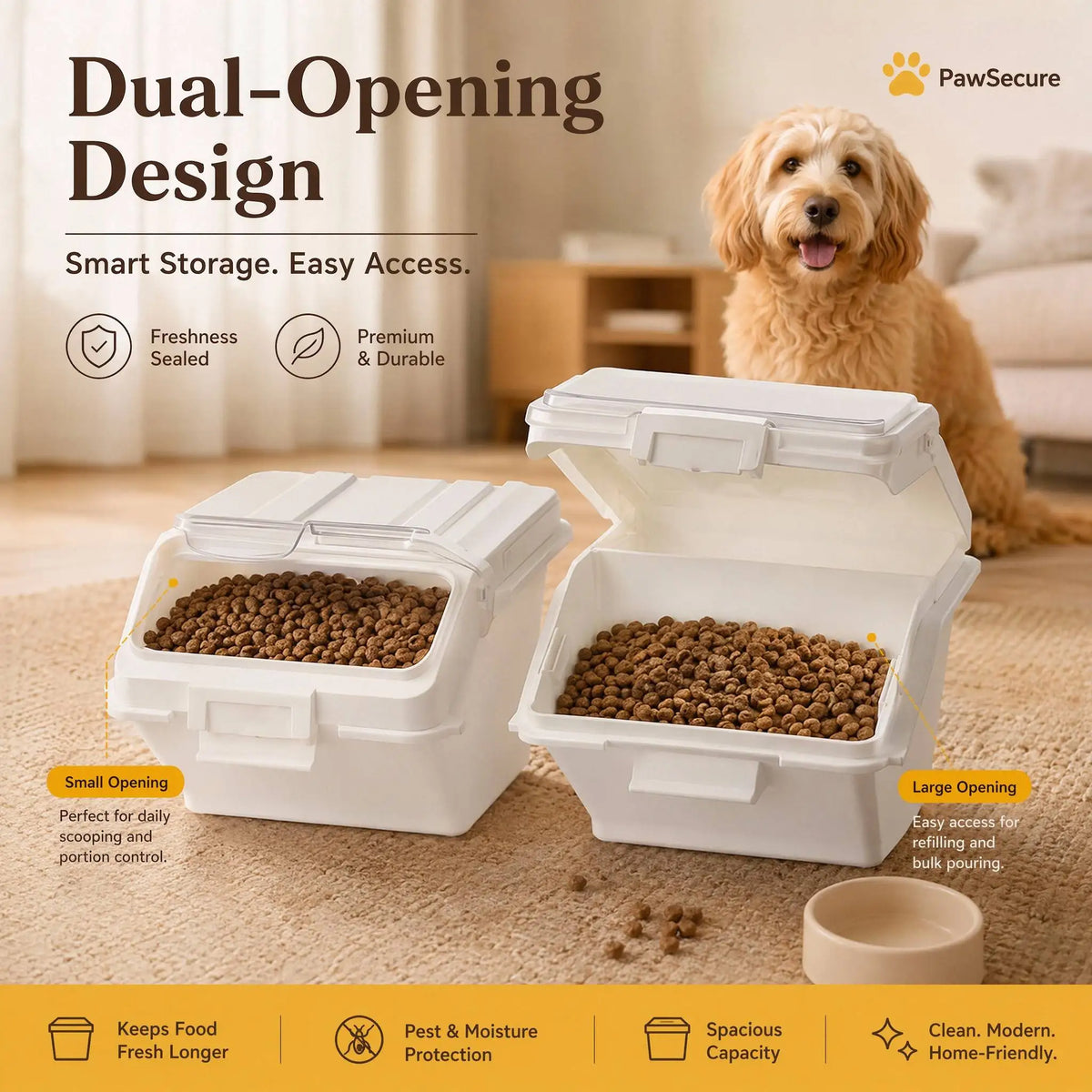 Airtight Dog Food Storage Container With Scoop For Pets