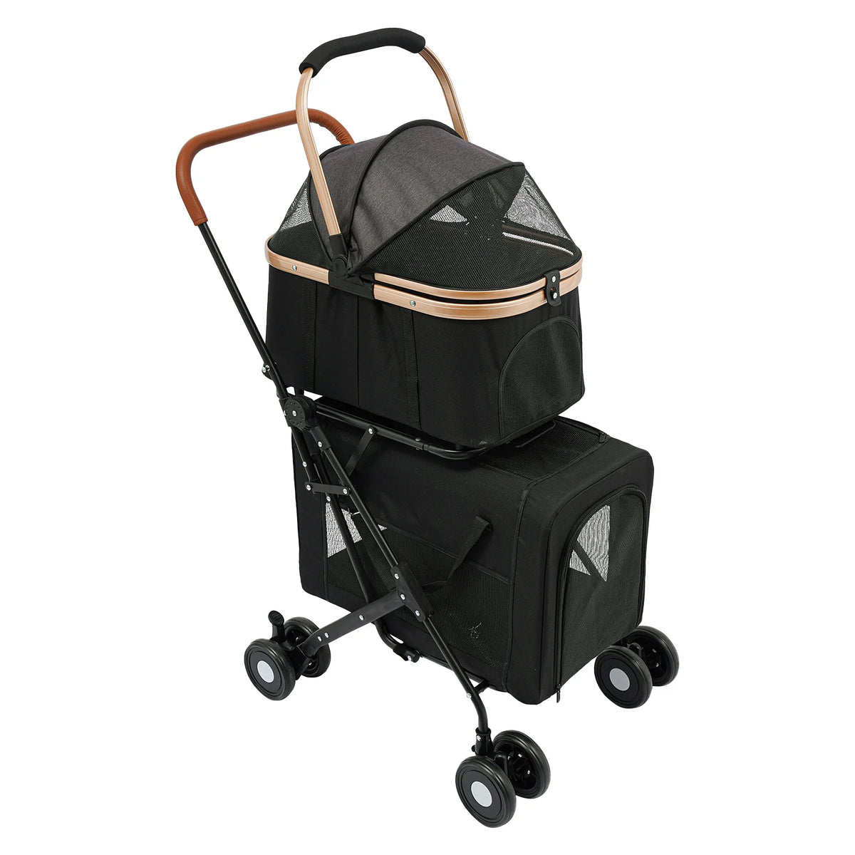 Bymaocar Foldable Two Tier Pet Stroller for Dogs and Cats