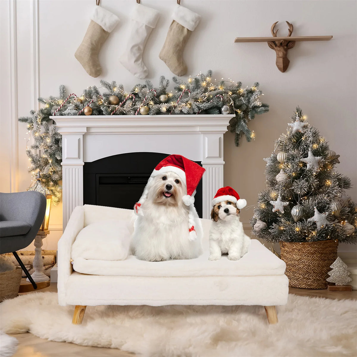 BINGOPAW Elevated Nordic Pet Bed With Cozy Waterproof Cushion