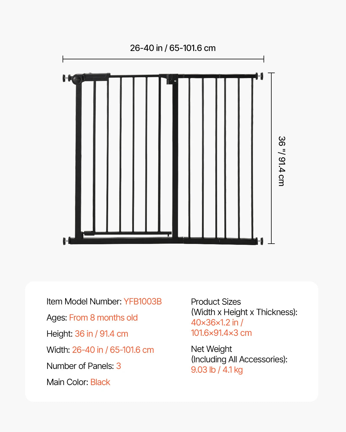 SucceBuy Pressure Mount Baby Dog Gate With Easy Step Walk Through