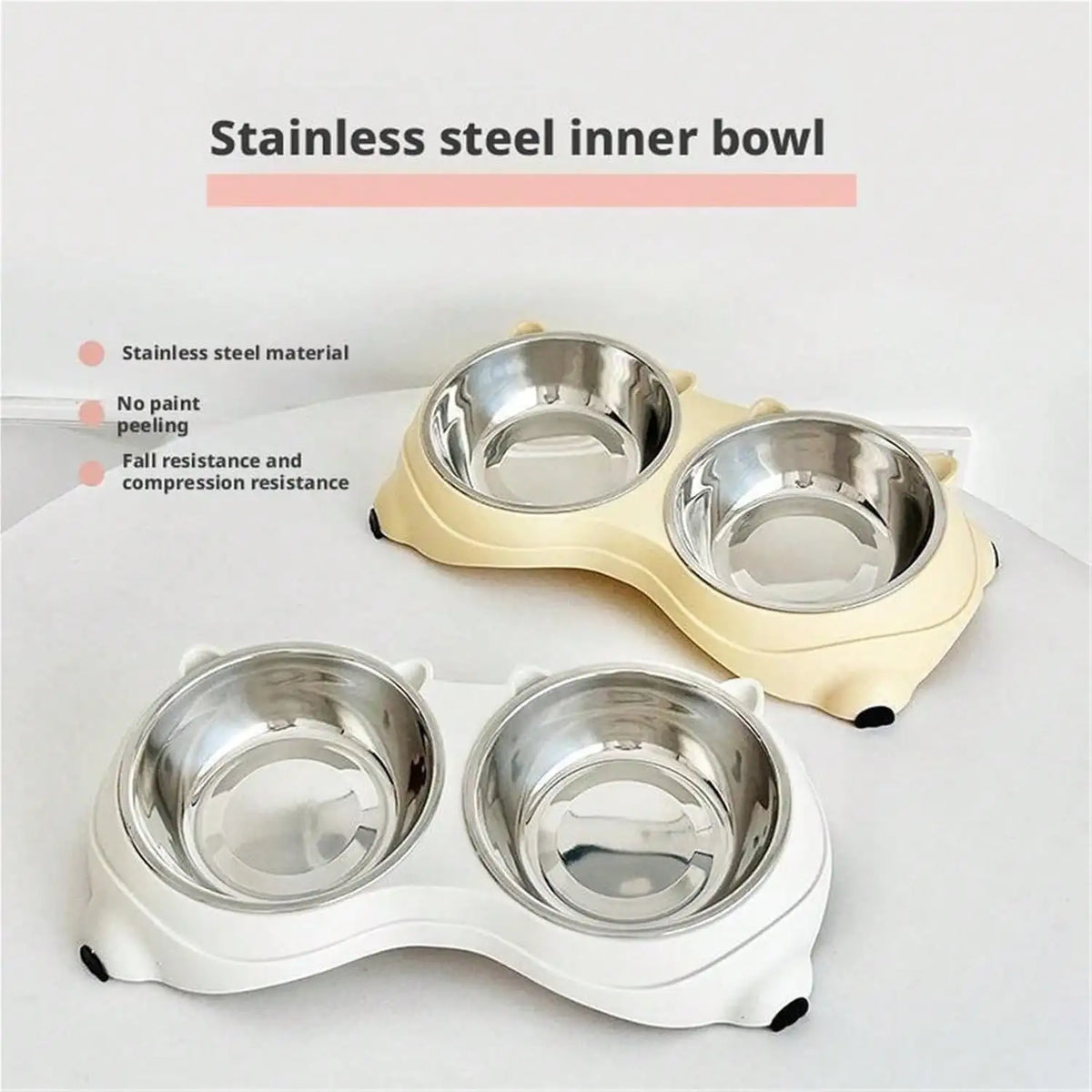 Double Stainless Steel Pet Bowls With Non Slip Base For Cats and Dogs