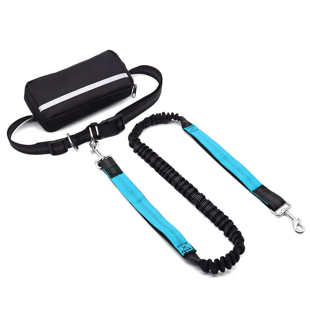 Hands Free Dog Leash With Waist Belt And Reflective Handles