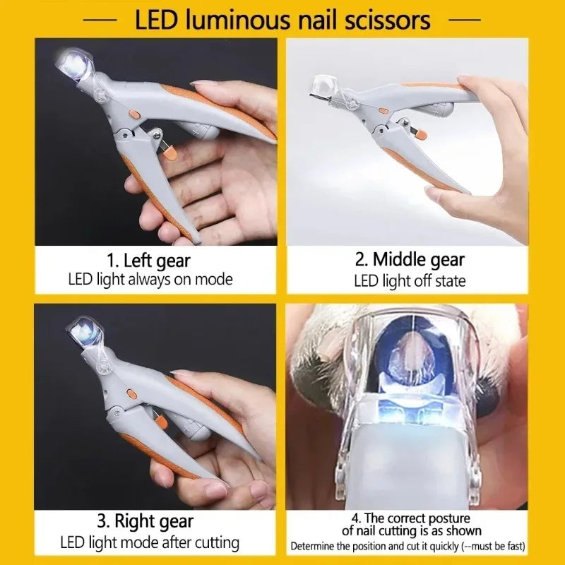 LED Light Professional Pet Nail Clippers For Cats And Dogs