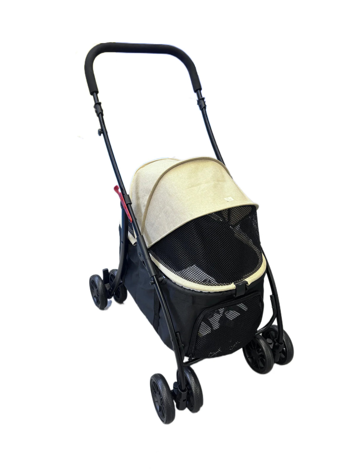 Foldable Pet Stroller with Swivel Wheels and Breathable Mesh Windows
