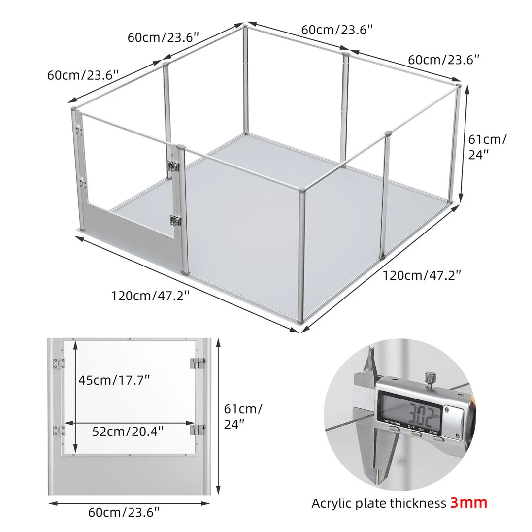 Bingopaw Clear Acrylic Pet Playpen With Waterproof Pad For Small Pets
