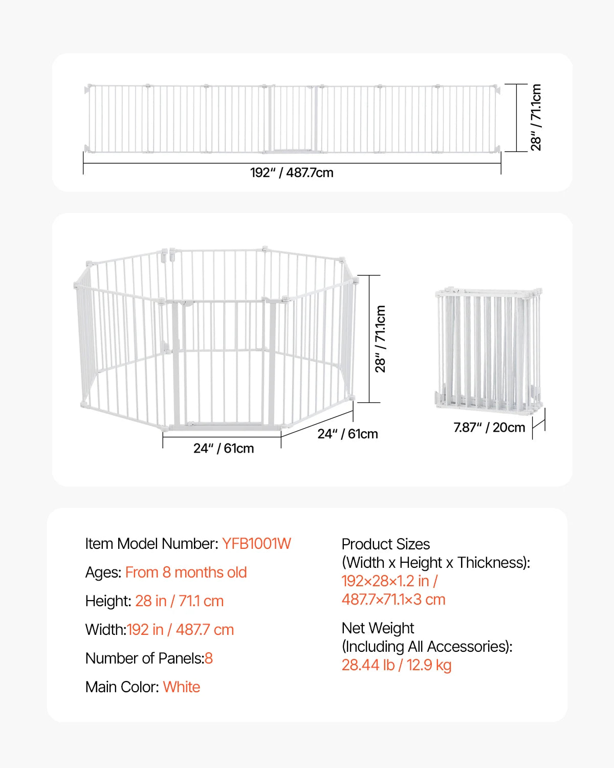 SucceBuy Pressure Mount Baby Dog Gate With Easy Step Walk Through