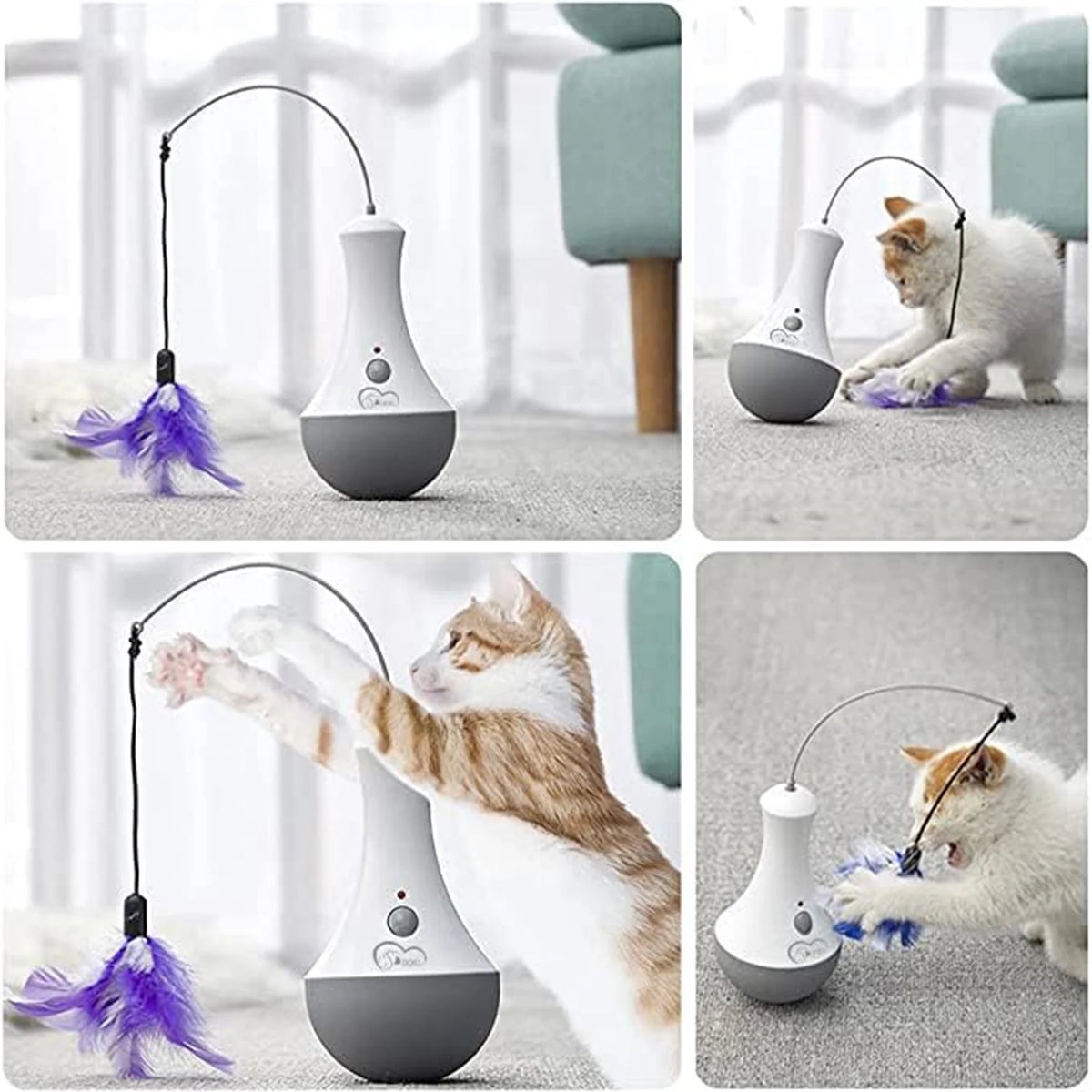Automatic Rotating Cat Feather Toy Interactive Kitten Exercise Play Gift