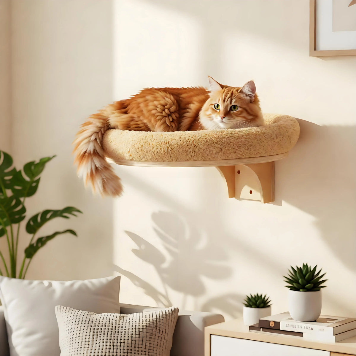 CWV Solid Pine Wood Cat Wall Mounted Ladder And Hammock