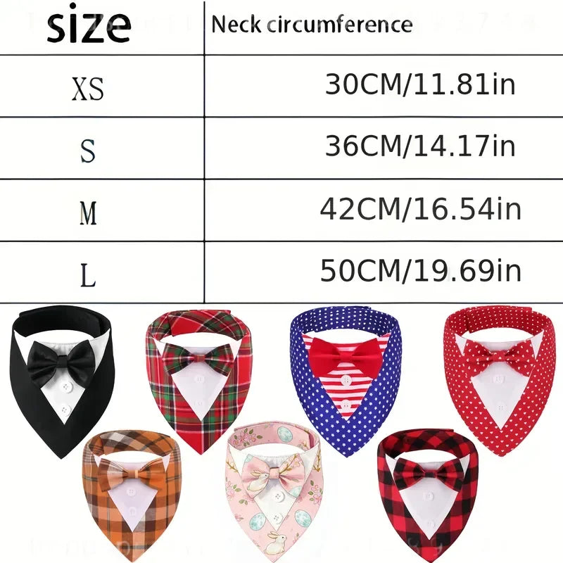 Plaid Bow Tie Pet Collar Scarf for Dogs Cats Costume