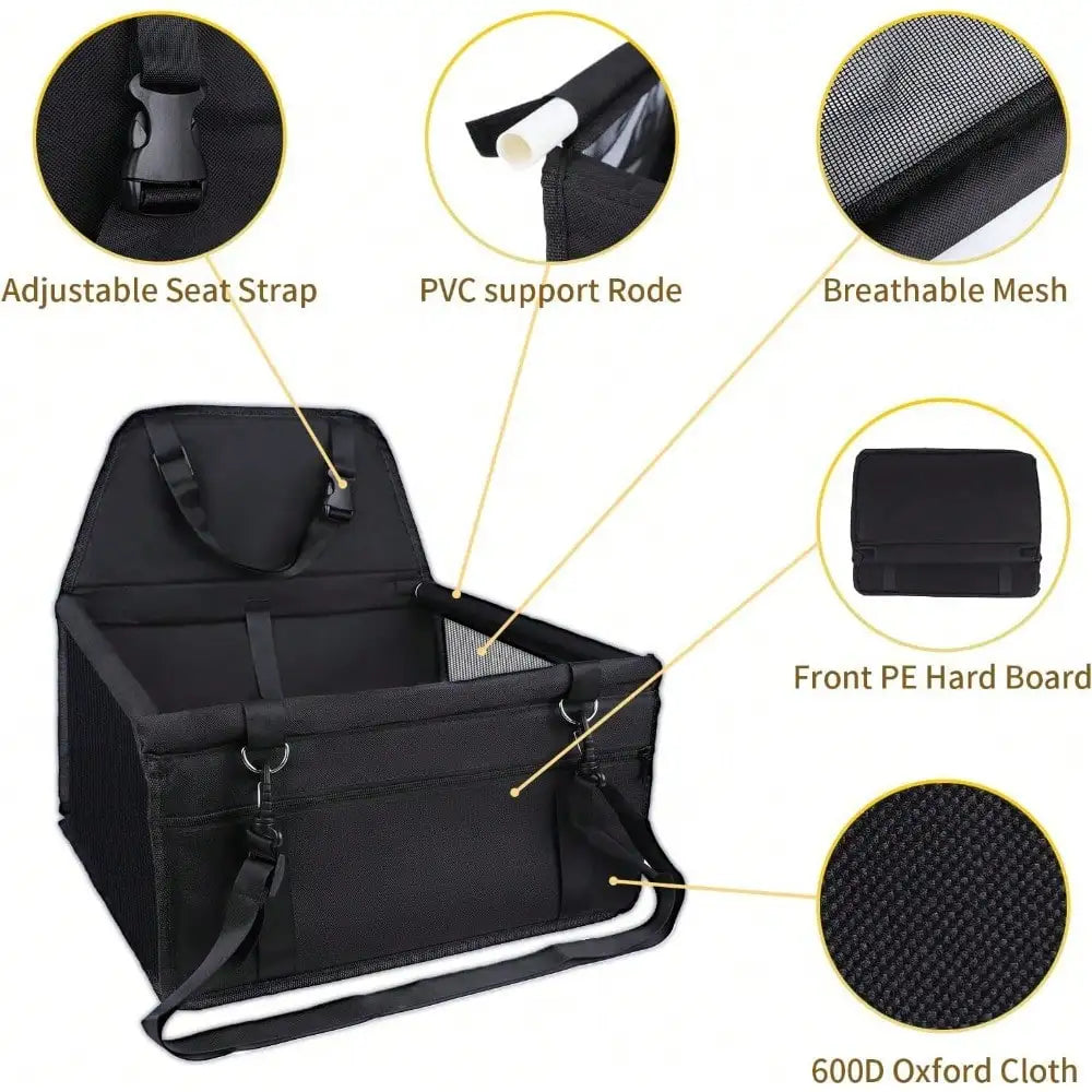 Elevated Dog Booster Car Seat Safety Strap Portable Pet Carrier Bed