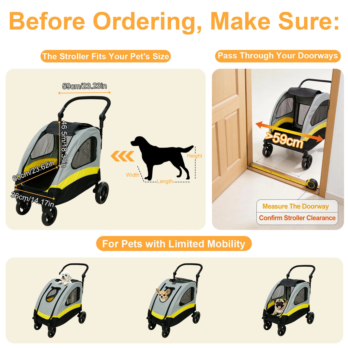 Foldable Four Wheel Dog Stroller for Comfortable Travel and Walks