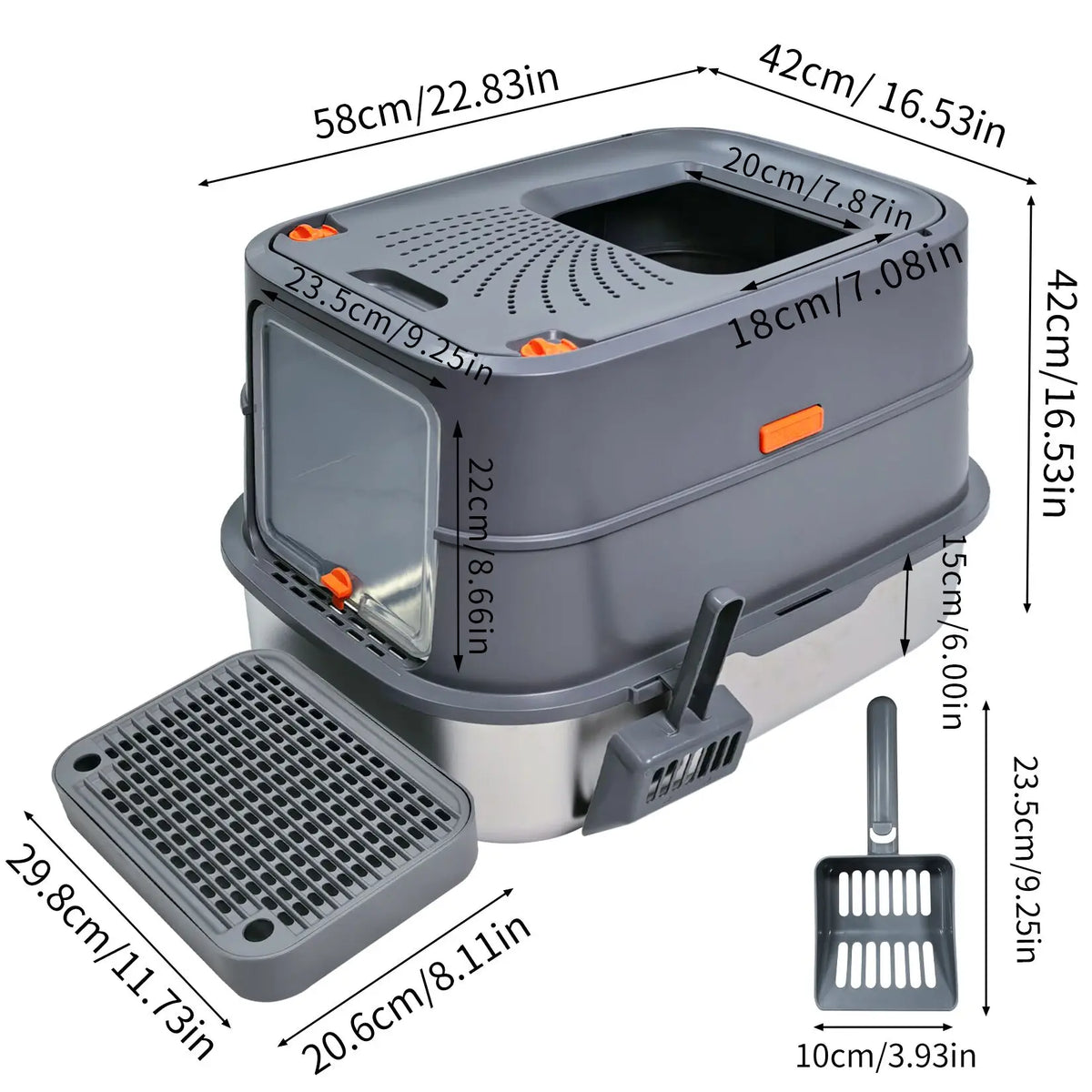 Enclosed Cat Litter Box With Abs Construction And Scoop